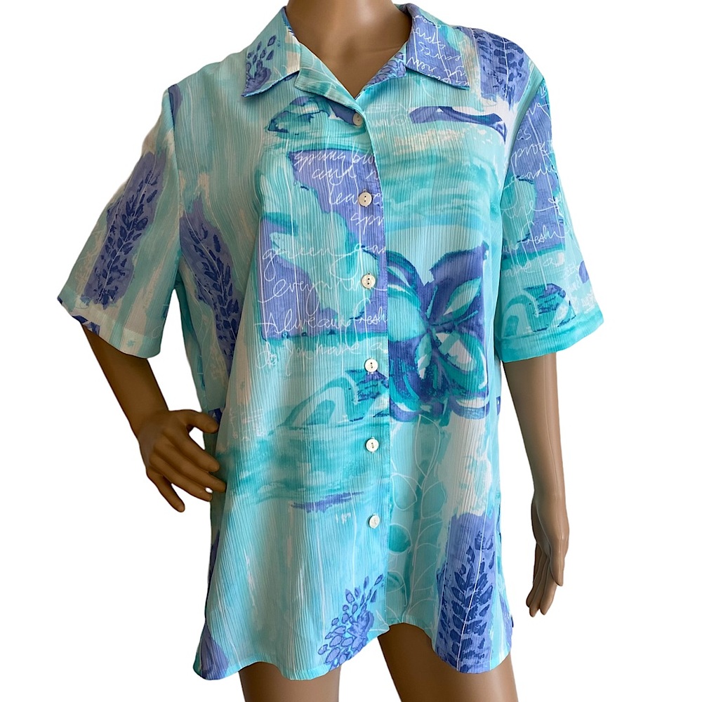 VINTAGE ALLISON DALEY BUTTON DOWN HAWAIIAN SHIRT  SZ 16